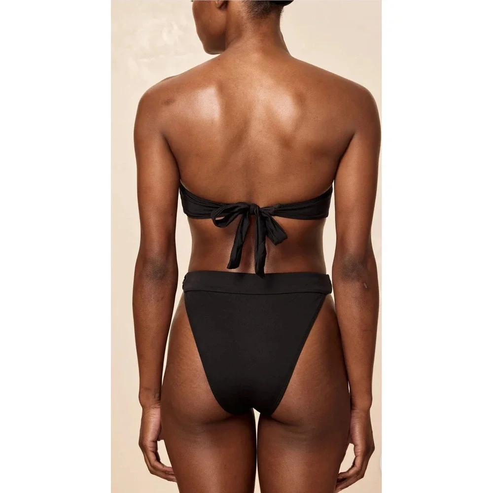 Monday Swimwear Antigua Bikini Bottom Women S Black Chevron Gold Ring Resortwear